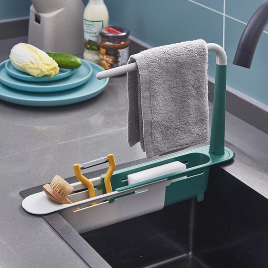 Telescopic Sink Rack – Adjustable Kitchen Organizer
